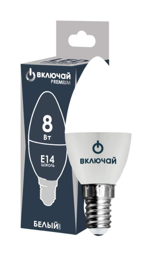 Лампа LED PREMIUM C37-8W-E14-W 4000K Включай-image-1