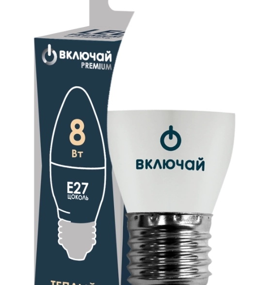 Лампа LED PREMIUM C37-8W-E27-N 3000K Включай-image-1