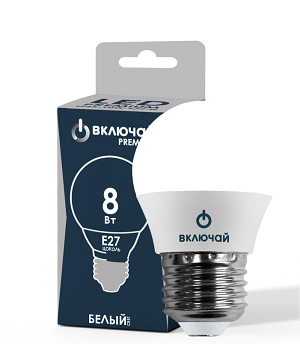 Лампа LED PREMIUM G45-8W-E27-W 4000K Включай
