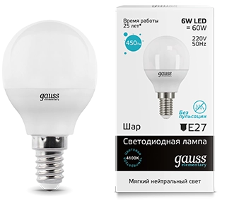 Лампа Gauss LED Elementary Globe 6W E14 4100K