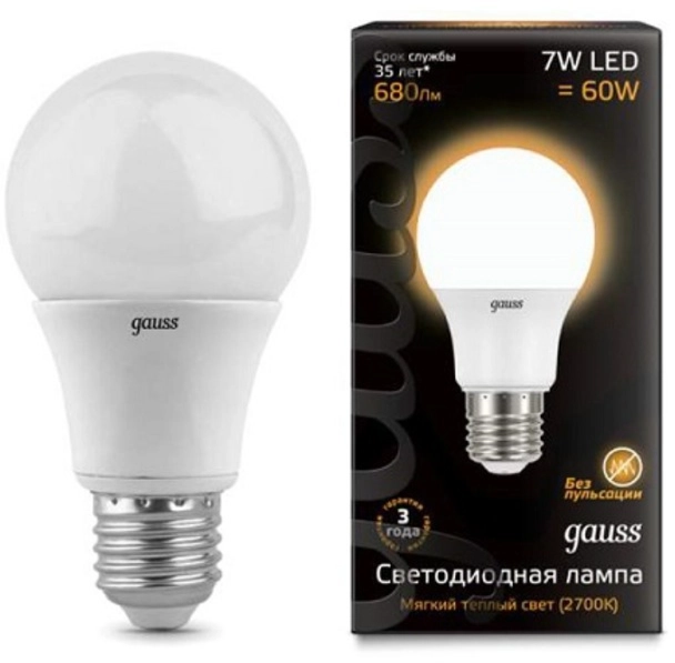 Лампа Gauss LED A60 7W 2700K