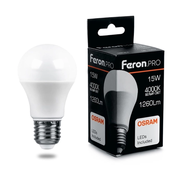 Лампа Feron OSRAM LED LB-1015 A60 15W 4000К E27 230V