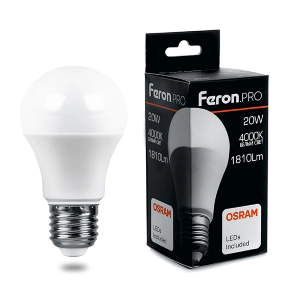 Лампа Feron OSRAM LED LB-1020 A65 20W 4000К E27 230V