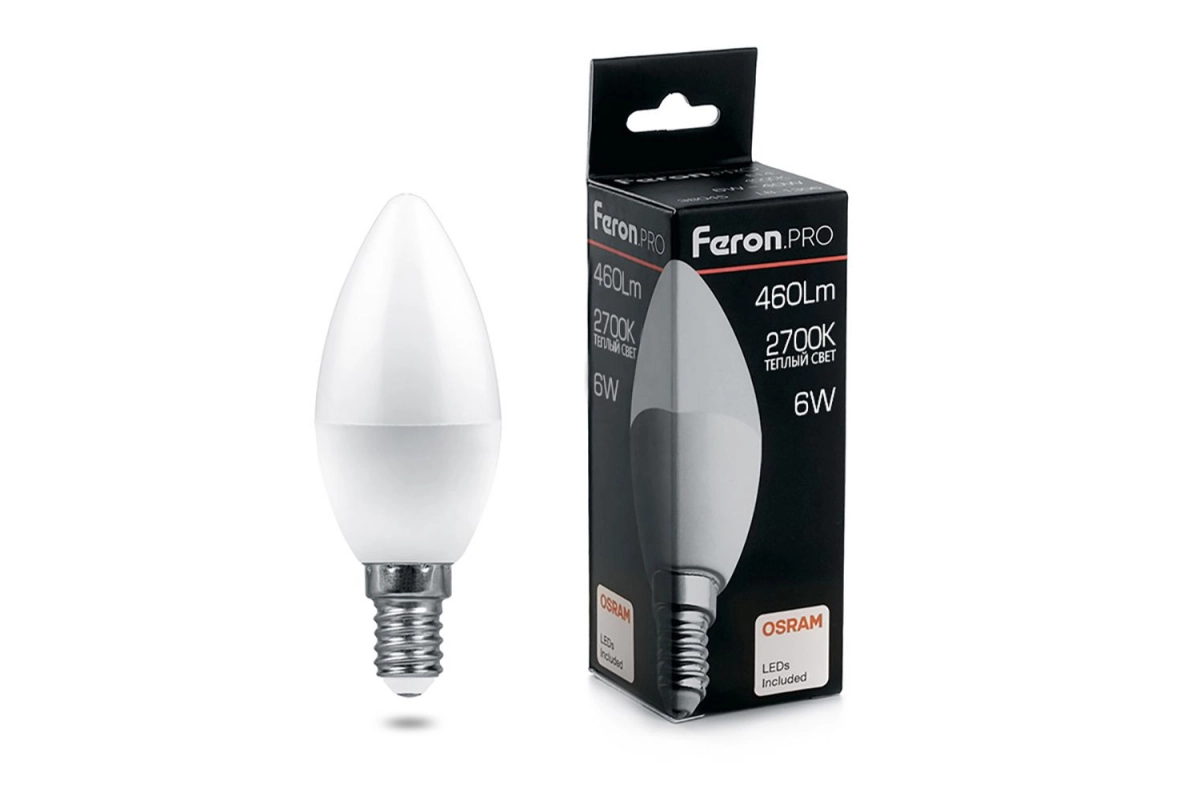 Лампа Feron OSRAM LED LB-1306 C37 6W E14 2700K 230V свеча
