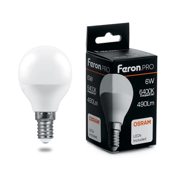 Лампа Feron OSRAM LED LB-1406 G45 6W E14 6400K 230V