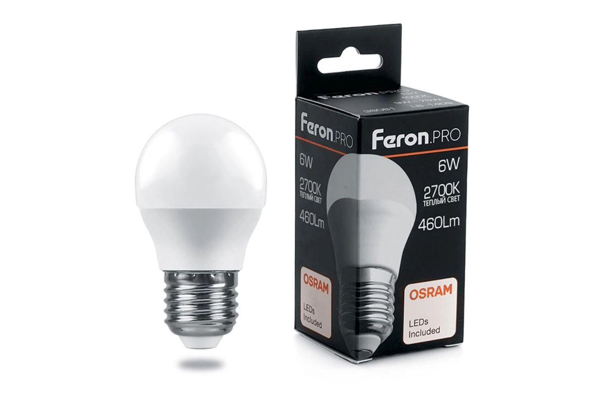 Лампа Feron OSRAM LED LB-1406 G45 6W E27 2700K 230V