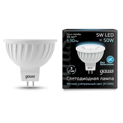 Лампа Gauss LED MR16 5W GU5.3 4100K