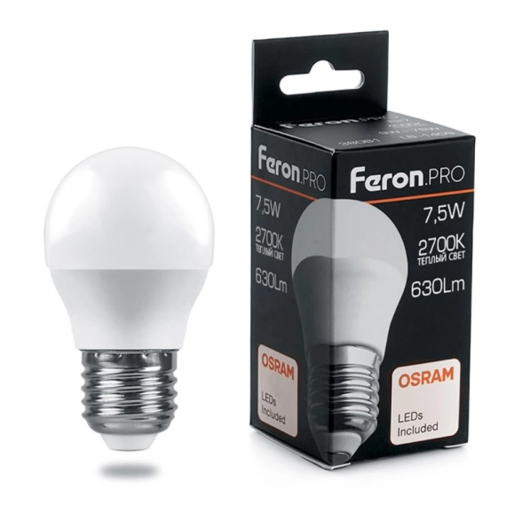 Лампа Feron OSRAM LED LB-1407 G45 7.5W E27 2700K 230V вывод