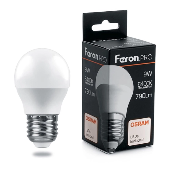 Лампа Feron OSRAM LED LB-1409 G45 9W E27 6400K 230V