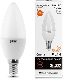 Лампа Gauss LED Elementary Candle 8W E14 2700K