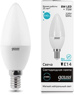 Лампа Gauss LED Elementary Candle 8W E14 4100K