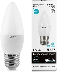 Лампа Gauss LED Elementary Candle 8W E27 4100K