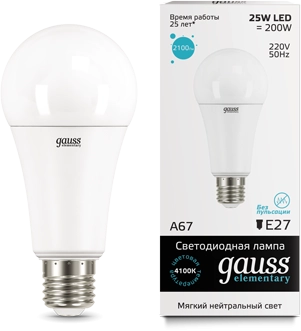 Лампа Gauss LED Elementary A67 25W E27 4100K