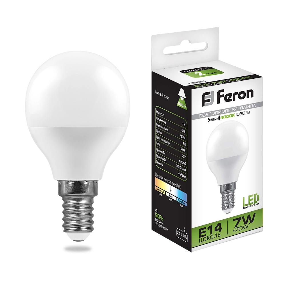 Лампа Feron LB-95 7W E14 4000K
