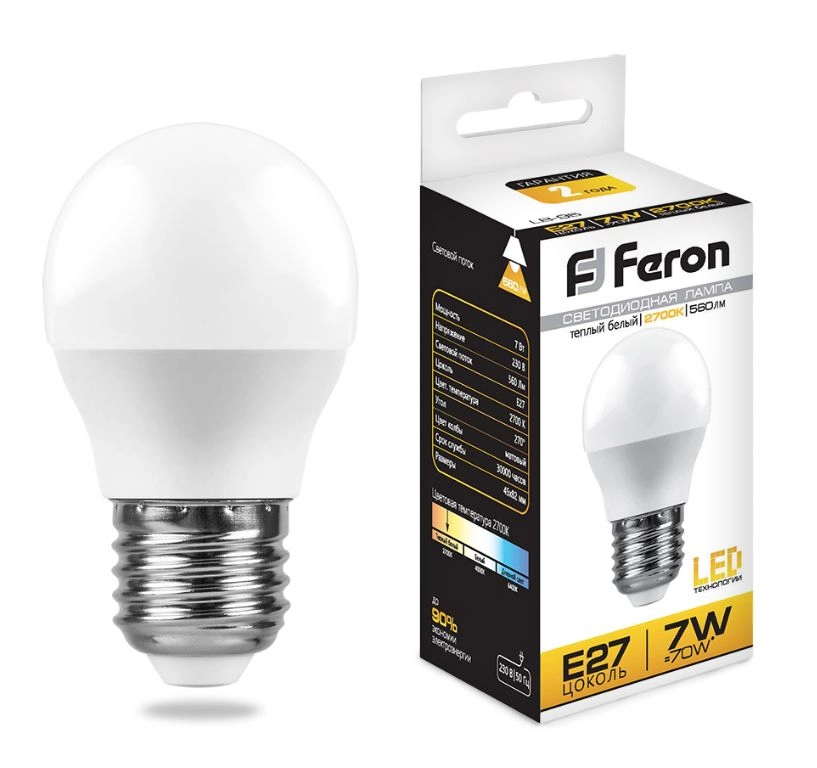 Лампа Feron LB-95 7W E27 6400K-image-1