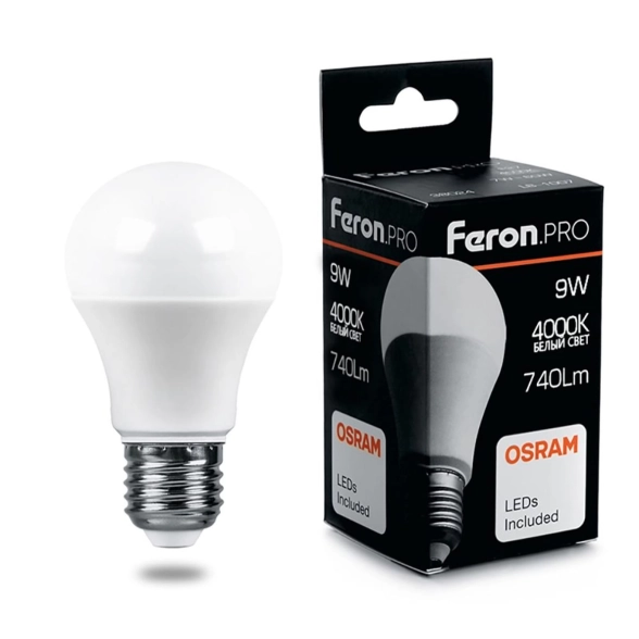 Лампа Feron OSRAM LED LB-1009 A60 9W 4000К E27 230V