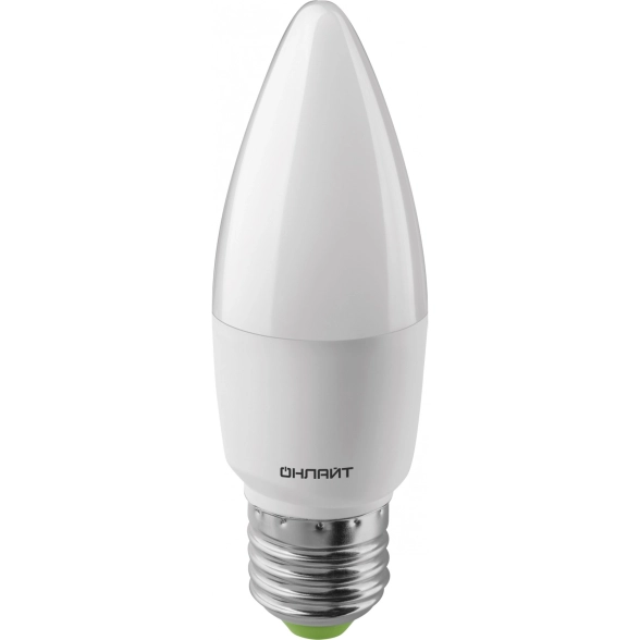 Лампа ОНЛАЙТ LED OLL-C37-10-230-6.5K-E27-FR свеча