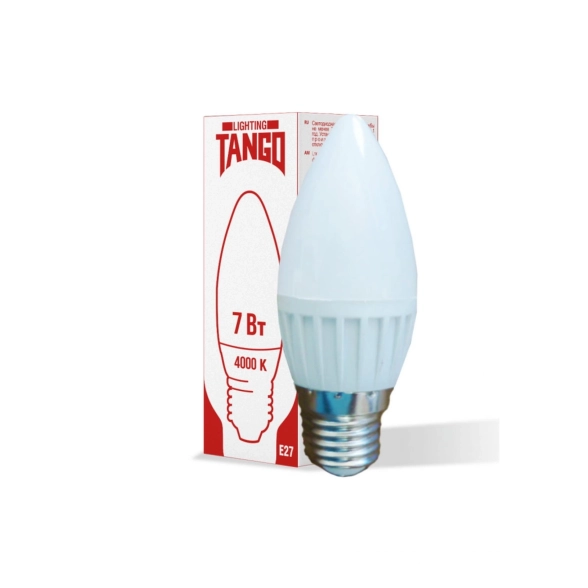 Лампа TANGO LED C37-7W-E27-W 4000K свеча