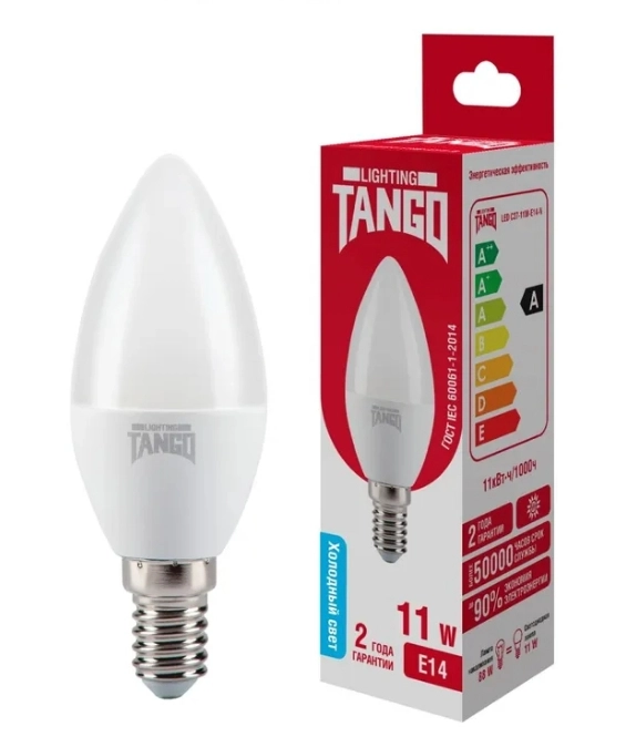 Лампа TANGO LED С37-11W-E14-WW 6500K