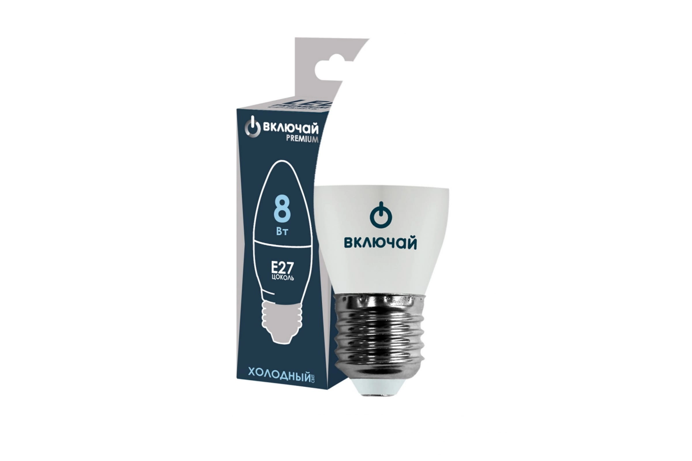 Лампа Включай LED C37-8W-E27-WW 6500K