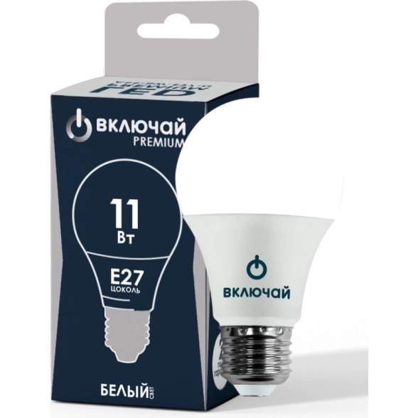 Лампа Включай LED PREMIUM FLM-A60-11W-E27-W