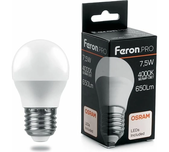 Лампа Feron OSRAM LED LB-1407 G45 7.5W E27 4000K 230V
