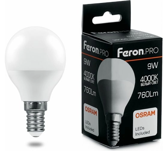 Лампа Feron OSRAM LED LB-1409 G45 9W E14 4000K 230V