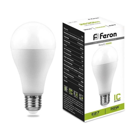 Лампа Feron LED LB-130 A80 30W E27 4000K 230V