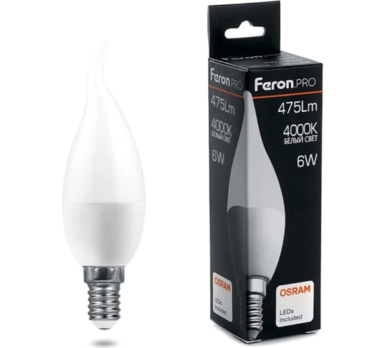 Лампа Feron LB-1306 6W E14 4000K C37T 230V