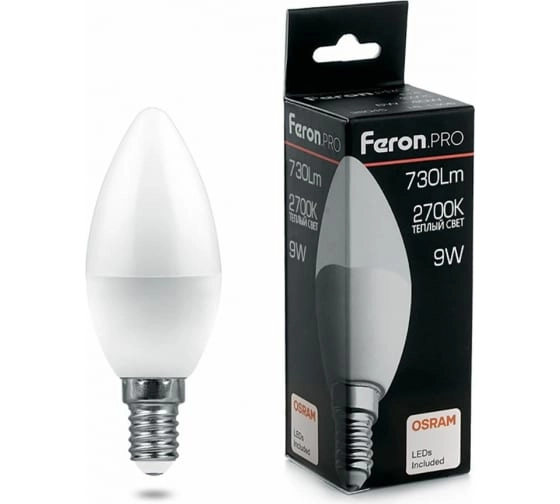 Лампа Feron LB-1309 9W E14 2700K C37 230V