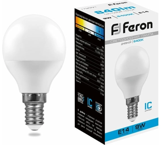 Лампа Feron LB-550 9W E14 G45 6400K
