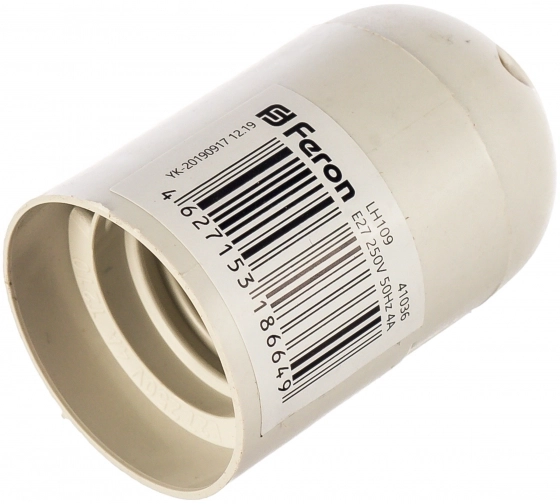 Патрон пластик LH109 E27 38*55мм белый