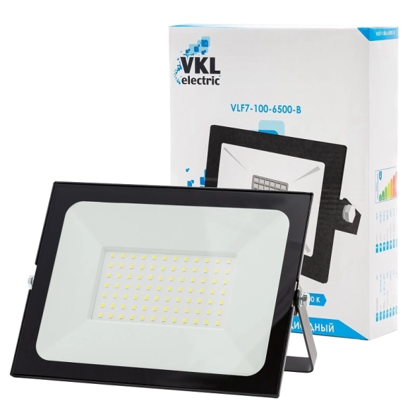 Прожектор LED VLF7-100-6500-B черн IP65 VKL electric