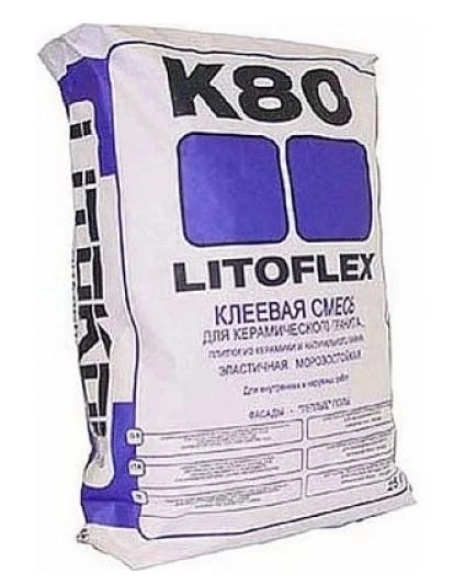 Клей для плитки LITOFLEX K80 25кг серый