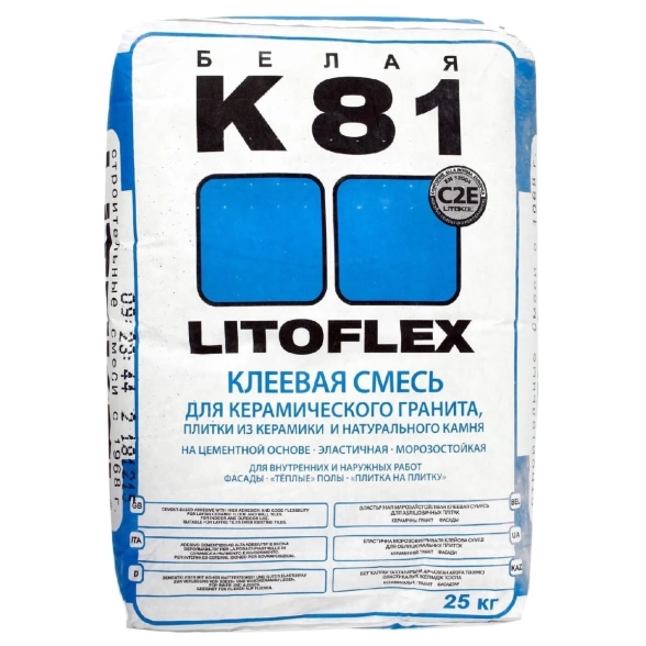 Клей для плитки LITOFLEX K81 25кг белый