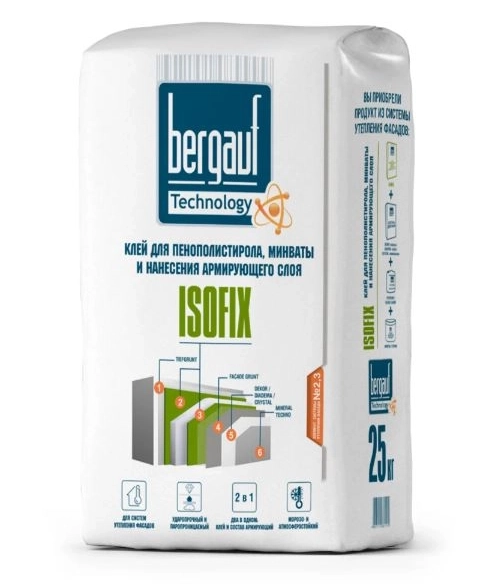 Клей для утеплителя Bergauf Isofix 25кг Зима
