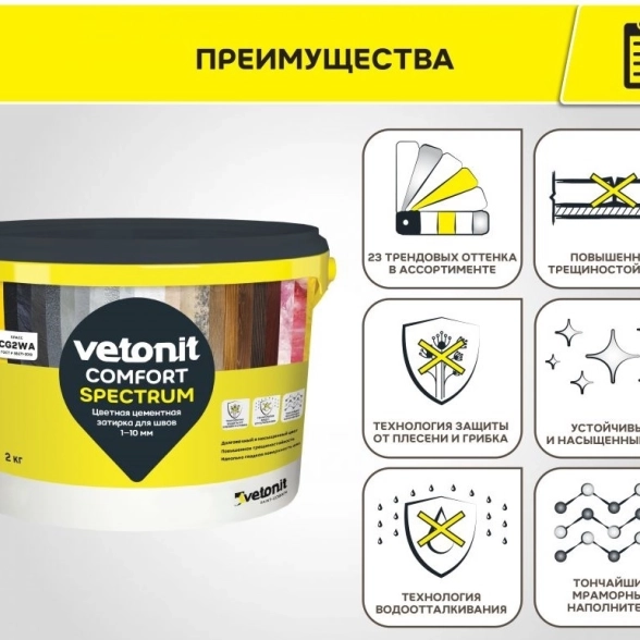 Затирка Ветонит комфорт спектрум 12 гранит 2кг