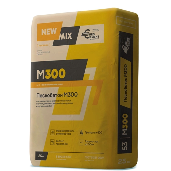 Пескобетон М300 25кг New Mix