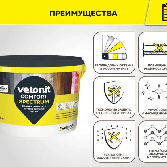 Затирка Ветонит комфорт спектрум 01 белый 2кг