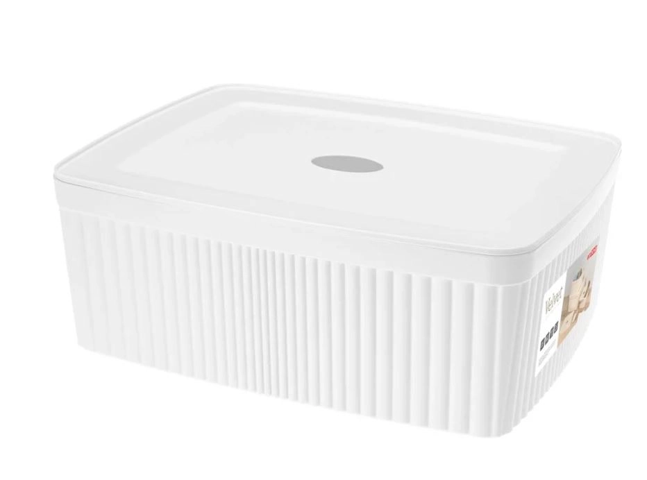 Корзина Velvet 6,55л с крышкой белый 295х225х110мм