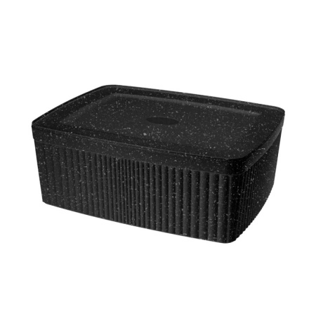 Корзина Velvet 2,5л с крышкой черный гранит 230х150х90мм