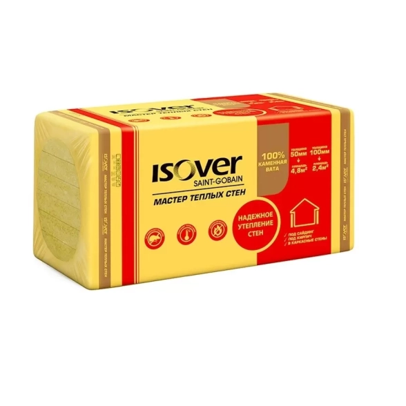 Утеплитель Изовер Мастер Теплых Стен 1000х600х100 0.24м3