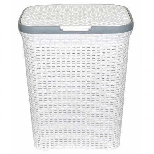 Корзина д/белья с крышкой 40л Ротанг бел. 534397