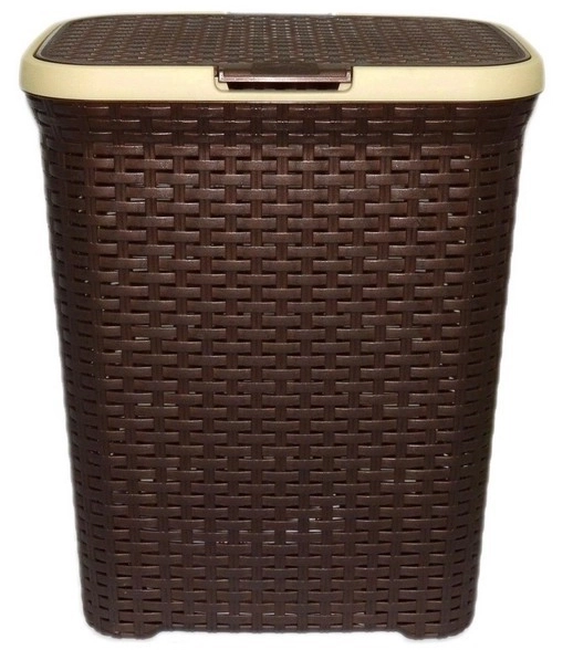 Корзина д/белья с крышкой 40л Ротанг корич.