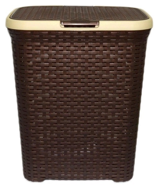Корзина д/белья с крышкой 40л Ротанг корич.