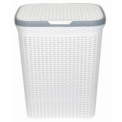 Корзина д/белья с крышкой 60л Ротанг бел.