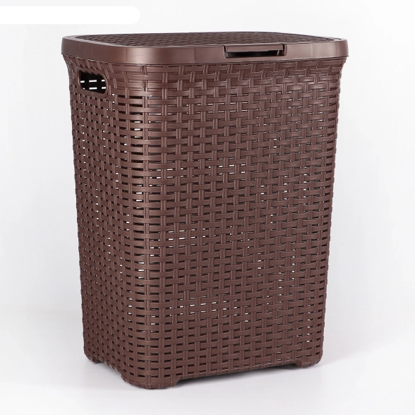 Корзина д/белья с крышкой 60л Ротанг корич.