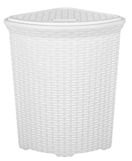 Корзина д/белья с крышкой Угловая 60л ротанг бел.