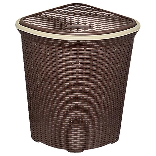 Корзина д/белья с крышкой Угловая 60л ротанг корич