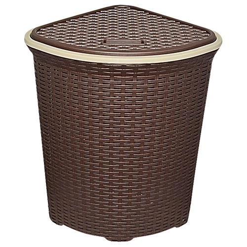 Корзина д/белья с крышкой Угловая 60л ротанг корич